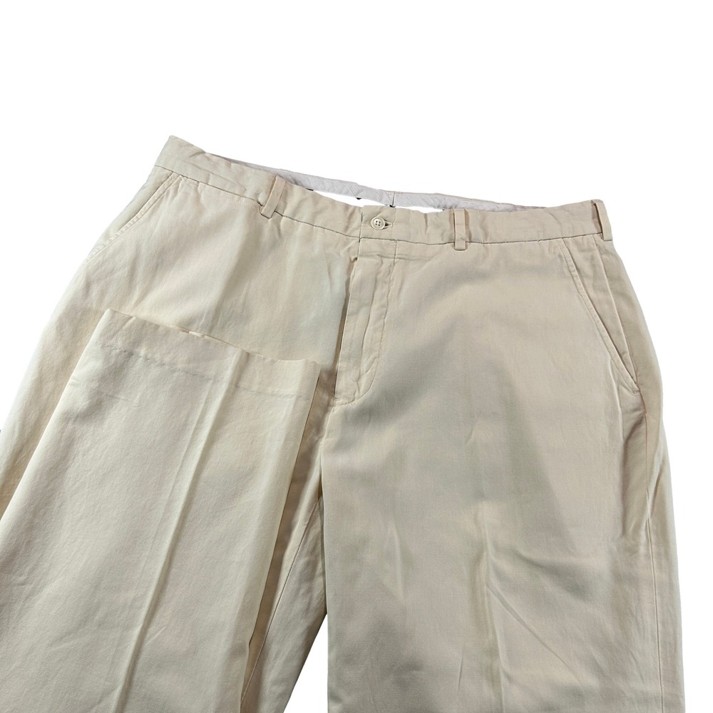 Polo Ralph Lauren Pants Mens 38/30 Cream Cotton Silk Blend Straight Leg Chino
